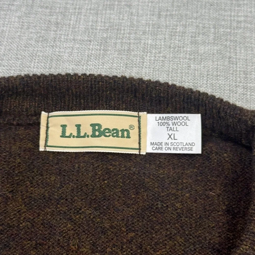 L.L. Bean Lambswool Made Scotland Fisherman Pullover Sweater Mens XLT Brown